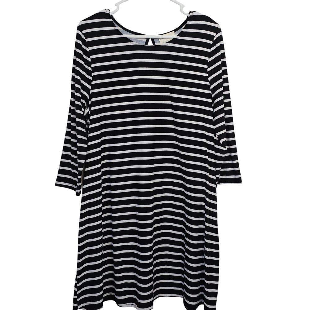 Bobbie Brooks Ladies' XL Striped Tunic Dress Black‎ White Casual Stretch